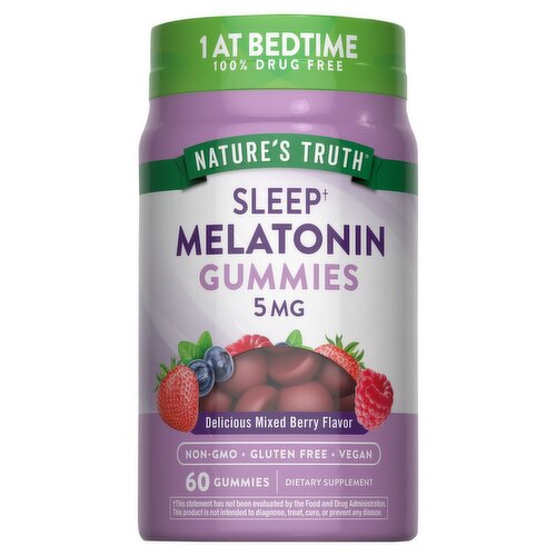 Nature's Truth Vitamins Sleep Melatonin Gummies Dietary Supplement, 5 mg, 60 count