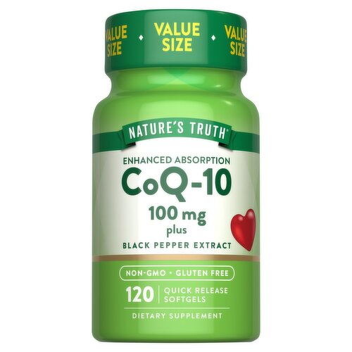 Nature's Truth Enhanced Absorption CoQ-10 Dietary Supplement Value Size, 100 mg, 120 count