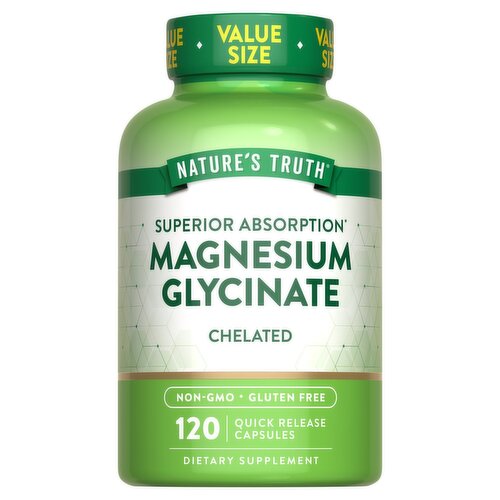 Nature's Truth Chelated Magnesium Glycinate Dietary Supplement Value Size, 120 count