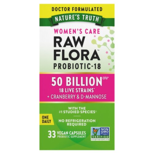 Nature's Truth Women's Care Raw Flora Probiotic-18 Dietary Supplement, 33 count