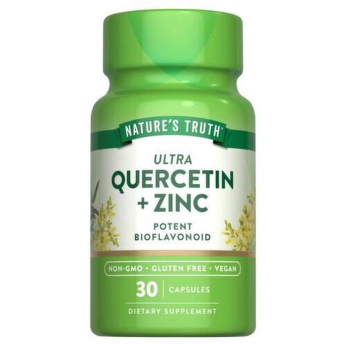 Nature's Truth Ultra Quercetin + Zinc Potent Bioflavonoid Dietary Supplement, 30 count