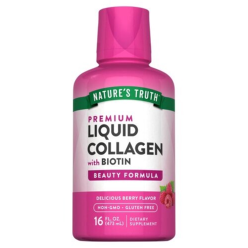 Nature's Truth Berry Flavor Premium Liquid Collagen with Biotin Dietary Supplement, 16 fl oz