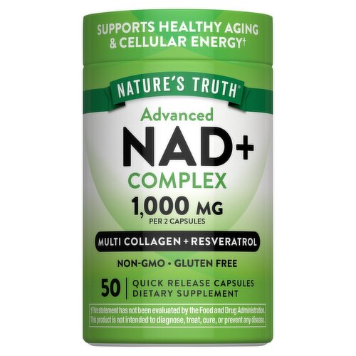 Nature's Truth Advanced NAD+ Complex Multi Collagen + Resveratrol Dietary Supplement, 50 Count