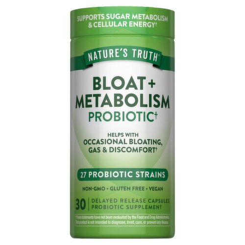 Nature's Truth Bloat + Metabolism Probiotic Supplement, 30 count