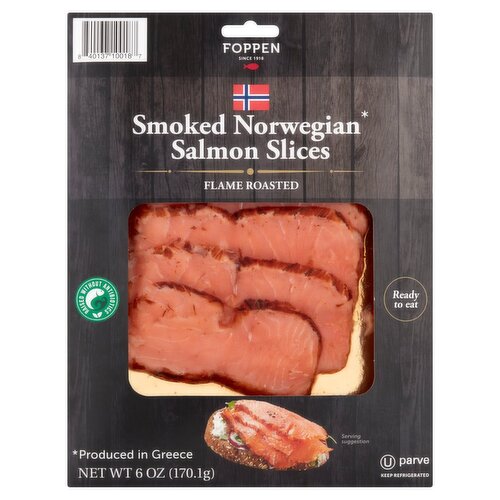 Foppen Flame Roasted Smoked Norwegian Salmon Slices, 6 oz