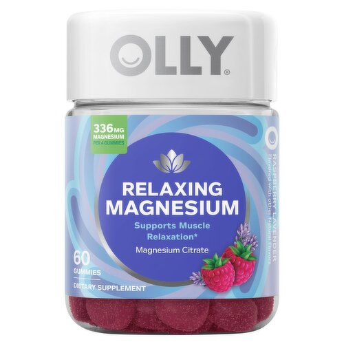 Olly Raspberry Lavender Flavored Relaxing Magnesium Citrate Dietary Supplement, 60 count