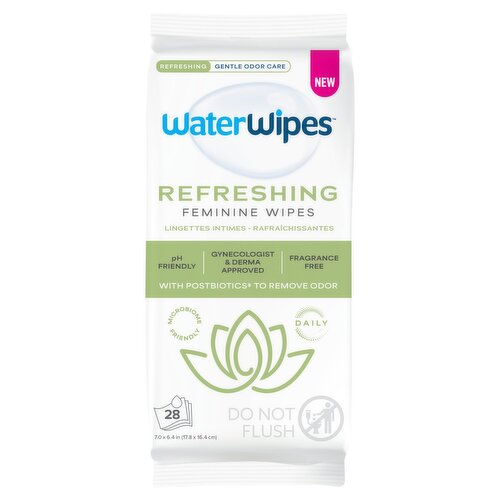 WaterWipes Refreshing Feminine Wipes, Stay Fresh On-The-Go, pH Friendly for Daily Intimate Care 28ct