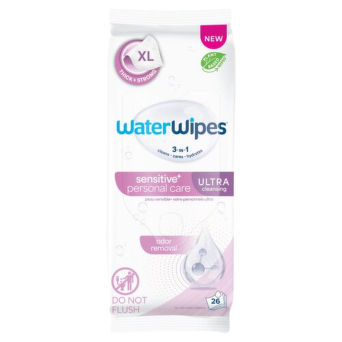 WaterWipes 3 in 1 Sensitive+ Personal Care Ultra Cleansing Wipes, Size XL, 26 count