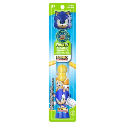 Firefly Clean N' Protect Sonic the Hedgehog Soft Power Toothbrush with Cover, 3+