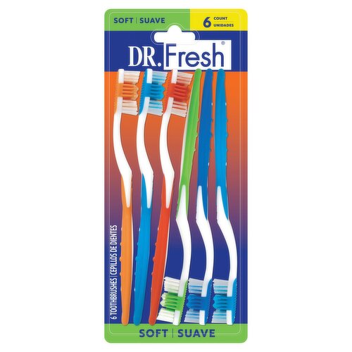 Dr. Fresh Soft Toothbrushes, 6 count