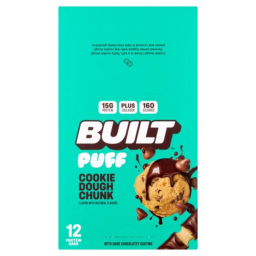 Built Puff Cookie Dough Chunk Protein Bars, 1.55 oz, 12 count