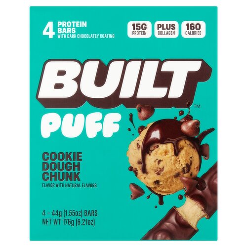 Built Puff Cookie Dough Chunk Protein Bars, 1.55 oz, 4 count