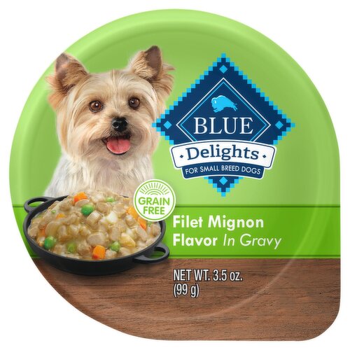 Blue Buffalo Delights Natural Adult Small Breed Wet Dog Food Cup, Filet Mignon Flavor in Hearty Grav