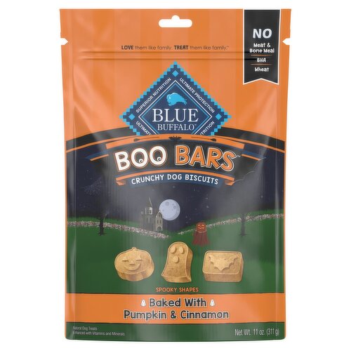 Blue Buffalo Boo Bars Baked with Pumpkin & Cinnamon Crunchy Natural Dog Treats Biscuits, 11 oz