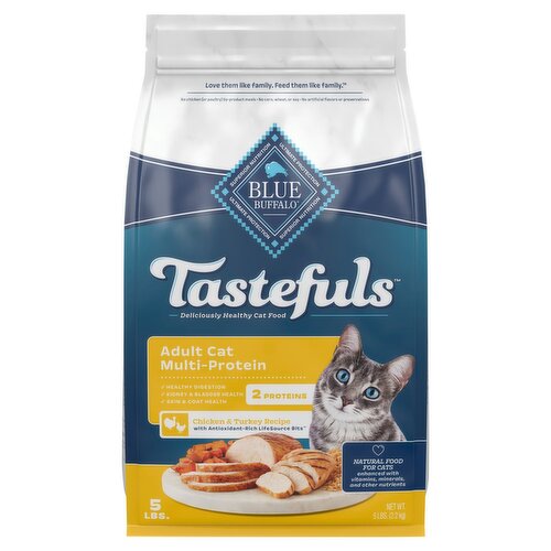 Blue Buffalo Tastefuls Adult Cat Multi-Protein Chicken & Turkey Recipe Natural Food for Cats, 5 lbs