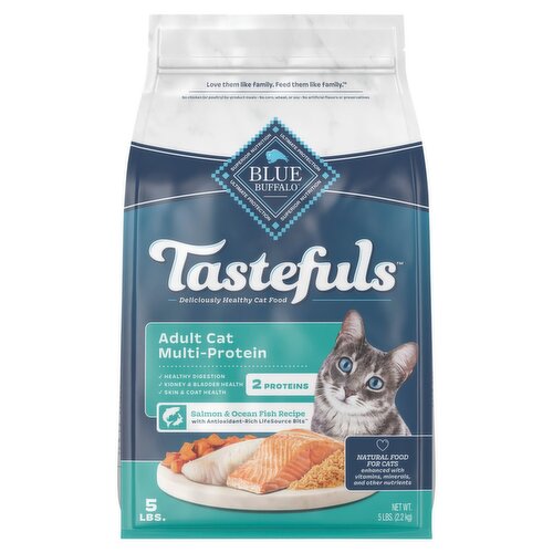 Blue Buffalo Tastefuls Adult Cat Multi-Protein Salmon & Ocean Fish Recipe Food for Cats, 5 lbs