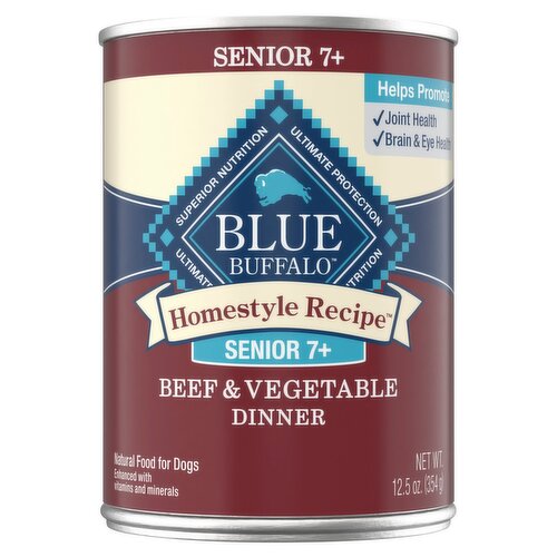 Blue Buffalo Homestyle Recipe Senior 7+ Beef & Vegetable Dinner Natural Food for Dogs, 12.5 oz