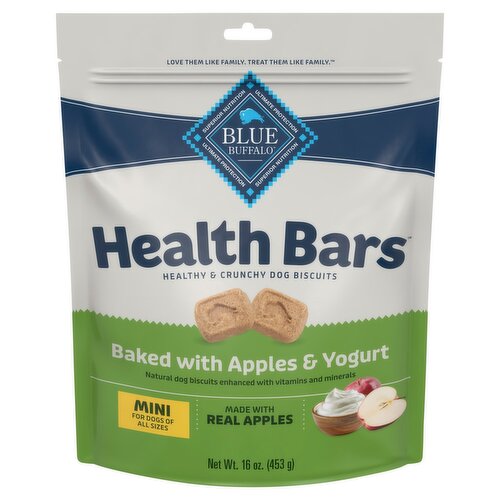 Blue Buffalo Health Bars Baked with Apples & Yogurt Mini Healthy & Crunchy Dog Biscuits, 16 oz