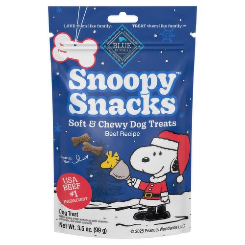 Blue Buffalo Snoopy Snacks Beef Recipe Soft & Chewy Dog Treats, 3.5 oz