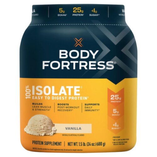 Body Fortress Vanilla Crème Super Advanced Isolate Protein Supplement, 1.5 lb