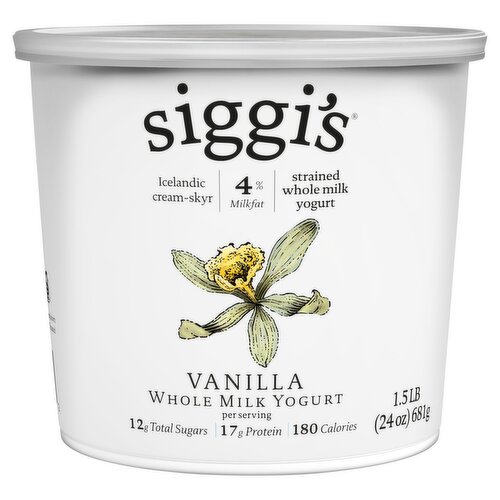 Siggi's Vanilla Whole Milk Yogurt, 24 oz