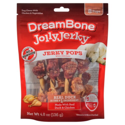 DreamBone JollyJerky Jerky Pops Dog Chews with Chicken & Vegetables, 8 Count, 4.8 oz
