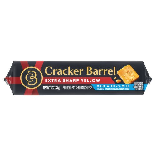 Cracker Barrel Extra Sharp Yellow Reduced Fat Cheddar Cheese, 8 oz