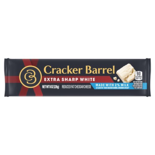 Cracker Barrel Extra Sharp White Reduced Fat Cheddar Cheese, 8 oz