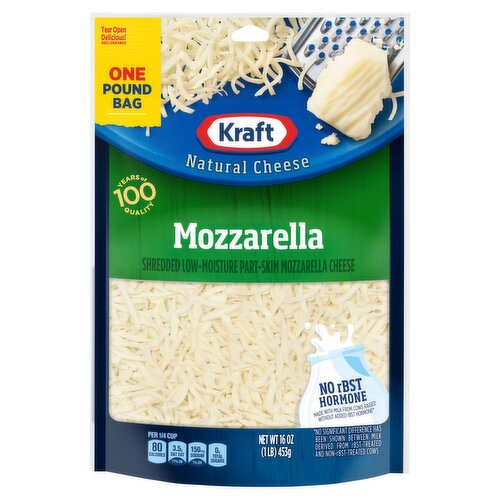 Kraft Shredded Low-Moisture Part-Skim Mozzarella Natural Cheese, 16 oz