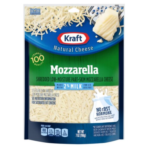 Kraft Shredded Low-Moisture Part-Skim Natural Mozzarella Cheese, 7 oz