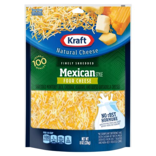 Kraft Finely Shredded Mexican Style Natural Four Cheese, 8 oz