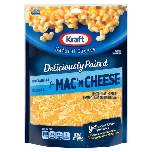 Kraft Deliciously Paired Mozzarella Cheddar for Mac'n Natural Cheeses, 8 oz