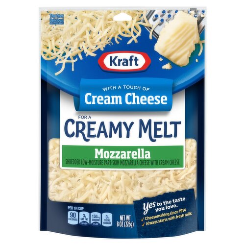 Kraft Shredded Low-Moisture Part-Skim Mozzarella with Cream Cheese, 8 oz