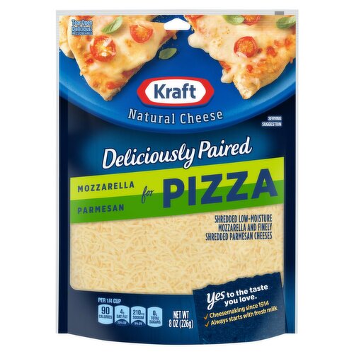 Kraft Deliciously Paired Mozzarella Parmesan for Pizza Natural Cheese, 8 oz