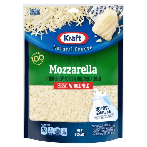 Kraft Mozzarella Shredded Low-Moisture Mozzarella Natural Cheese, 8 oz