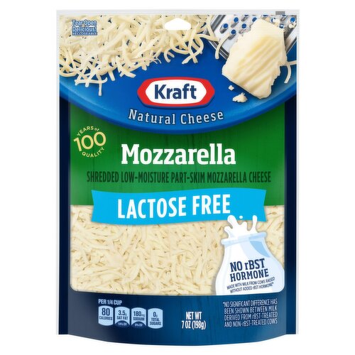 Kraft Lactose Free Shredded Mozzarella Cheese, 7 oz