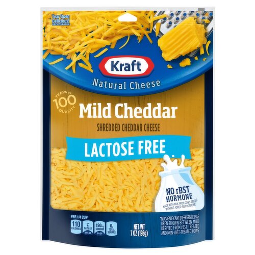 Kraft Lactose Free Shredded Mild Cheddar Cheese, 7 oz