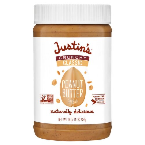Justin's Crunchy Classic Peanut Butter Spread, 16 oz