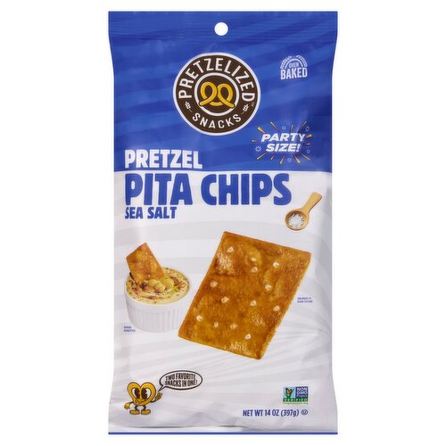 Pretzelized Snacks Sea Salt Pretzel Pita Chips Party Size!, 14 oz