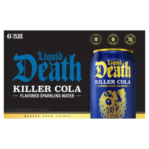 Liquid Death Killer Cola Flavored Sparkling Water, 12 fl oz, 6count
