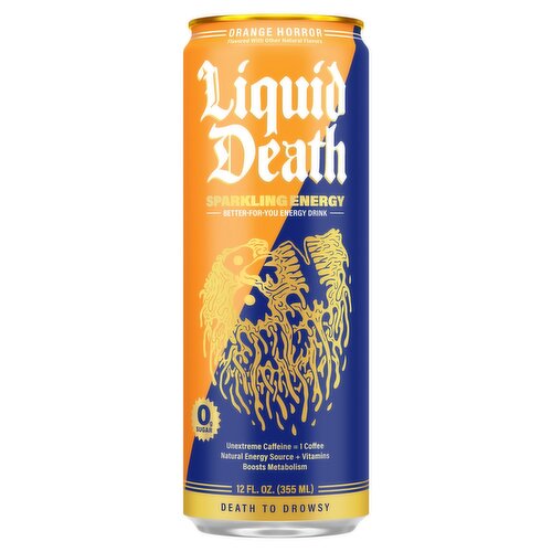 Liquid Death Orange Horror Sparkling Energy Drink, 12 fl oz