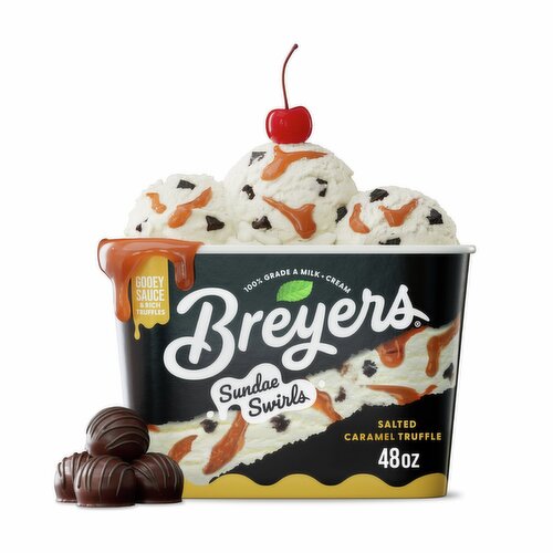 Breyers Sundae Swirls Salted Caramel Truffle Frozen Dairy Dessert, 1.5 quart