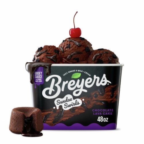 Breyers Sundae Swirls Chocolate Lava Cake Frozen Dairy Dessert, 1.5 quart