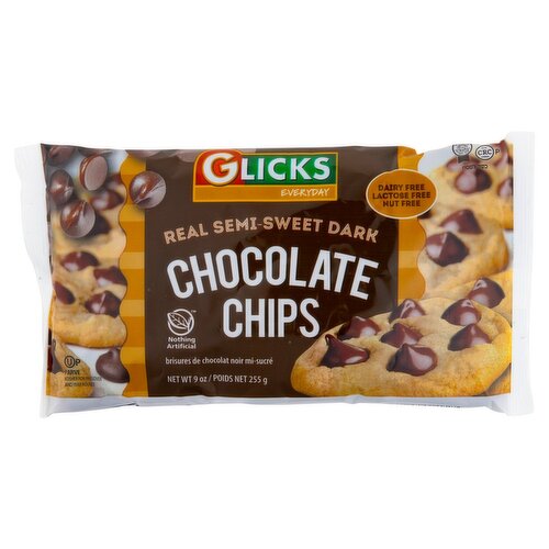 Glicks Everyday Real Semi-Sweet Dark Chocolate Chips, 9 oz