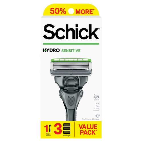 Schick Hydro Sensitive 5 Blades Razor with Cartridges, 4 count