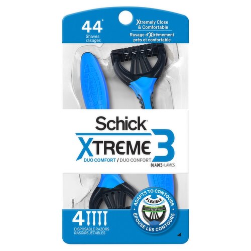 Schick Xtreme Duo Comfort 3 Blades Disposable Razors, 4 count