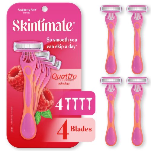 Skintimate Raspberry Rain Scented Disposable Razor, 4 count
