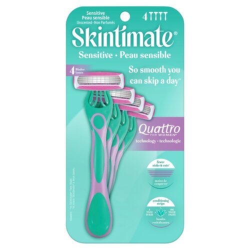 Skintimate Sensitive Unscented 4 Blades Disposable Razor, 4 count