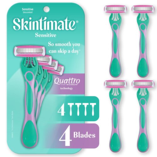 Skintimate Sensitive Unscented 4 Blades Disposable Razor, 4 count