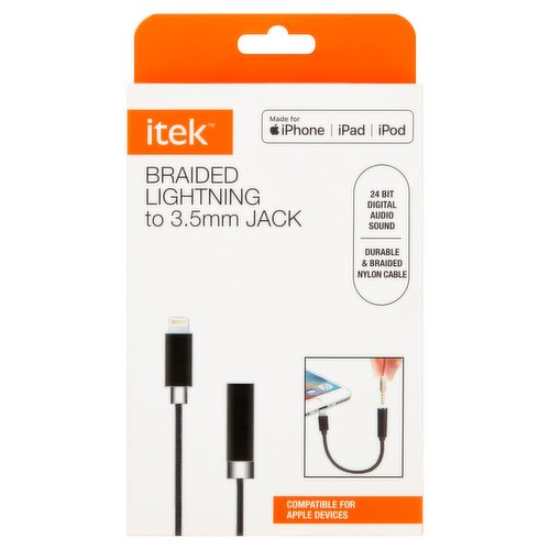 Itek Braided Lightning to 3.5mm Jack Adapter